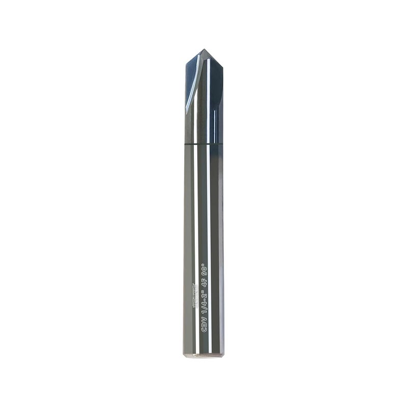 WEXWE Store Tools Chamfer End Mill for Alloy Steel, Hardened Steel, Carving, Drilling and Chamfering, V Groove, 90 Degree, Mill Bits Sets for DIY, 4 Flute, 1/4" Shank (1 Piece, 1/4 90°) - Image 1